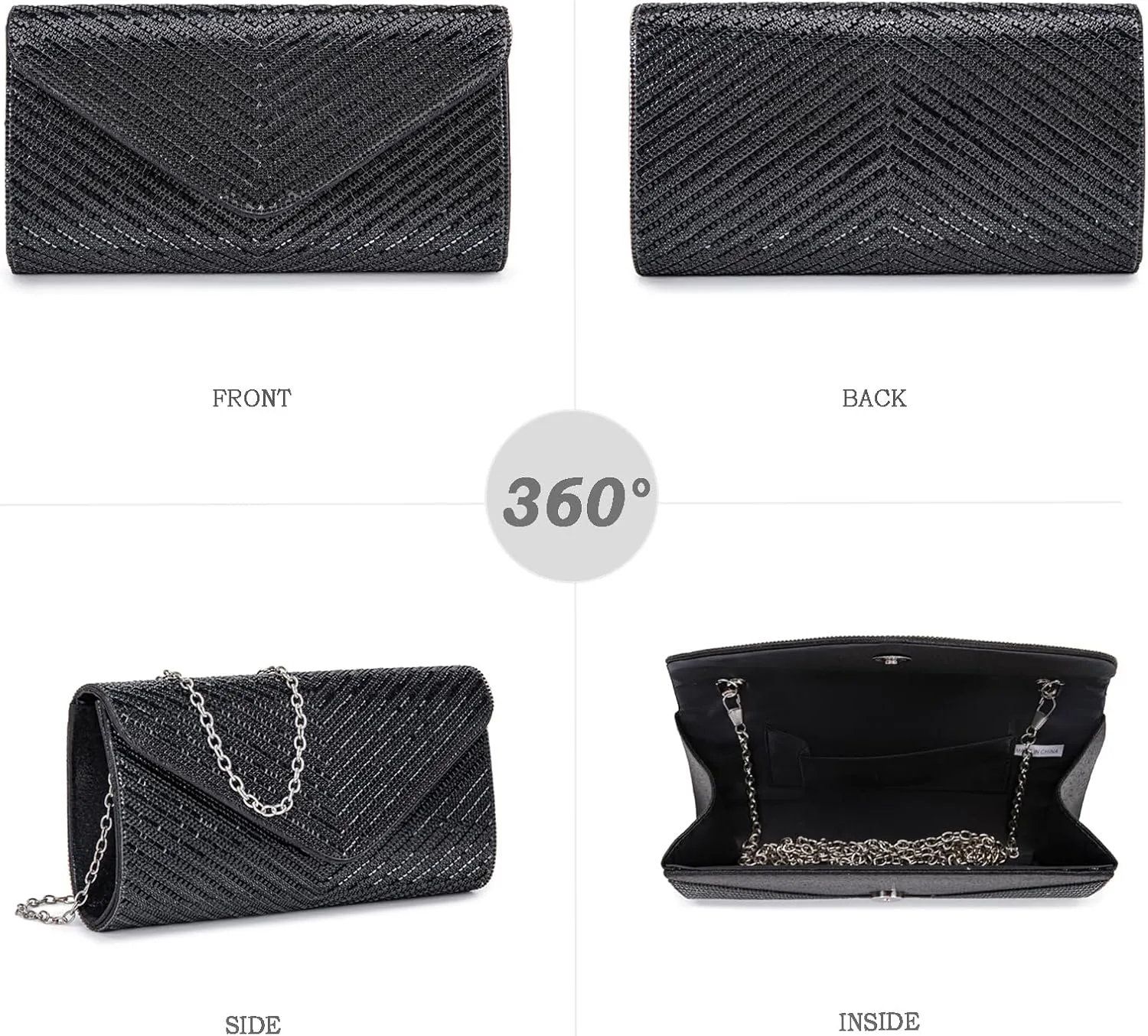 Women's Evening Handbags Envelope Clutch Purses Ladies Crossbody Bags Rhinestone Wedding Bag Shoulder Bag for Women