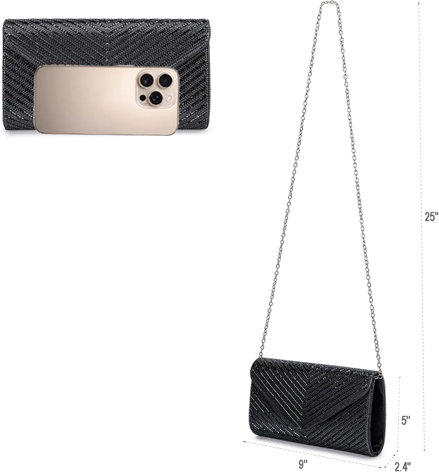 Women's Evening Handbags Envelope Clutch Purses Ladies Crossbody Bags Rhinestone Wedding Bag Shoulder Bag for Women