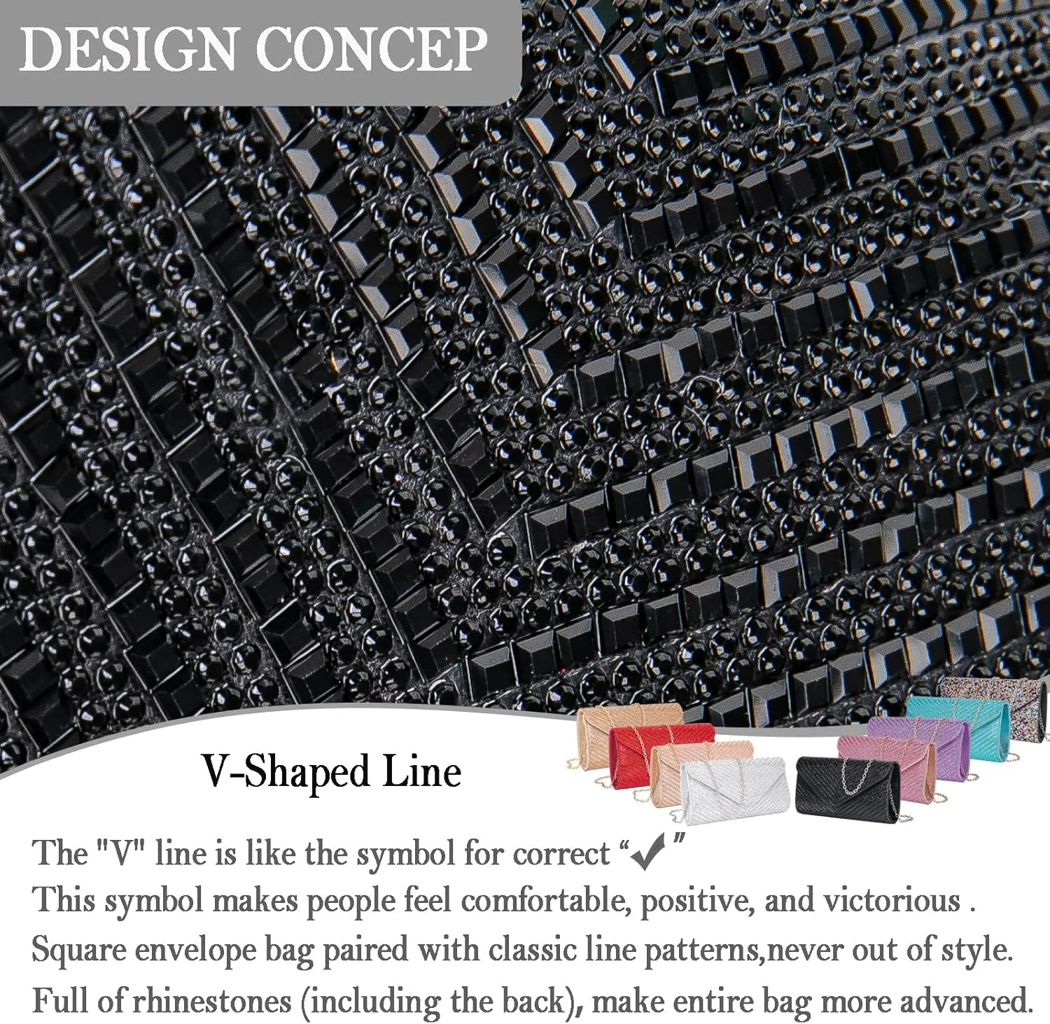 Women's Evening Handbags Envelope Clutch Purses Ladies Crossbody Bags Rhinestone Wedding Bag Shoulder Bag for Women