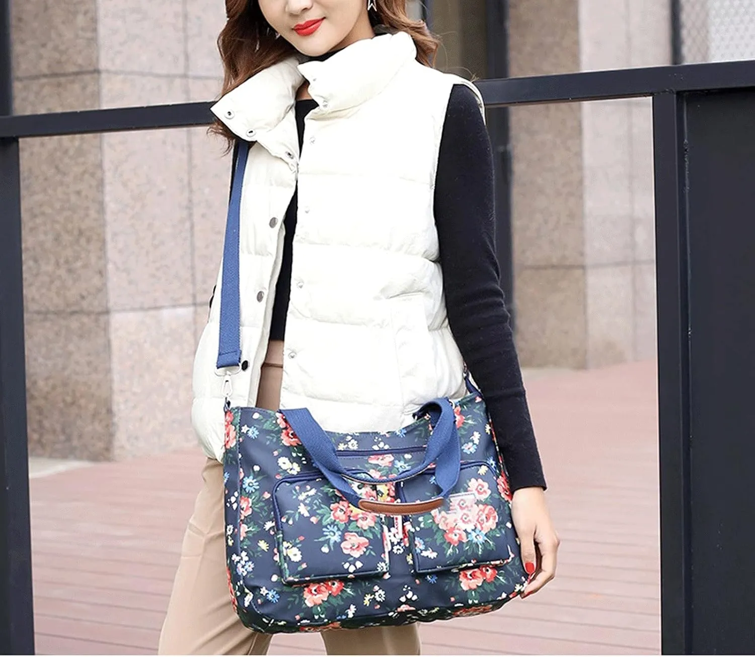 Women's Handbags Multicolor Women's Shoulder Bag Large-Capacity Female Trave Handbag Top-Handle Nylon Crossbody Bags Messenger Bag Ladies(A)
