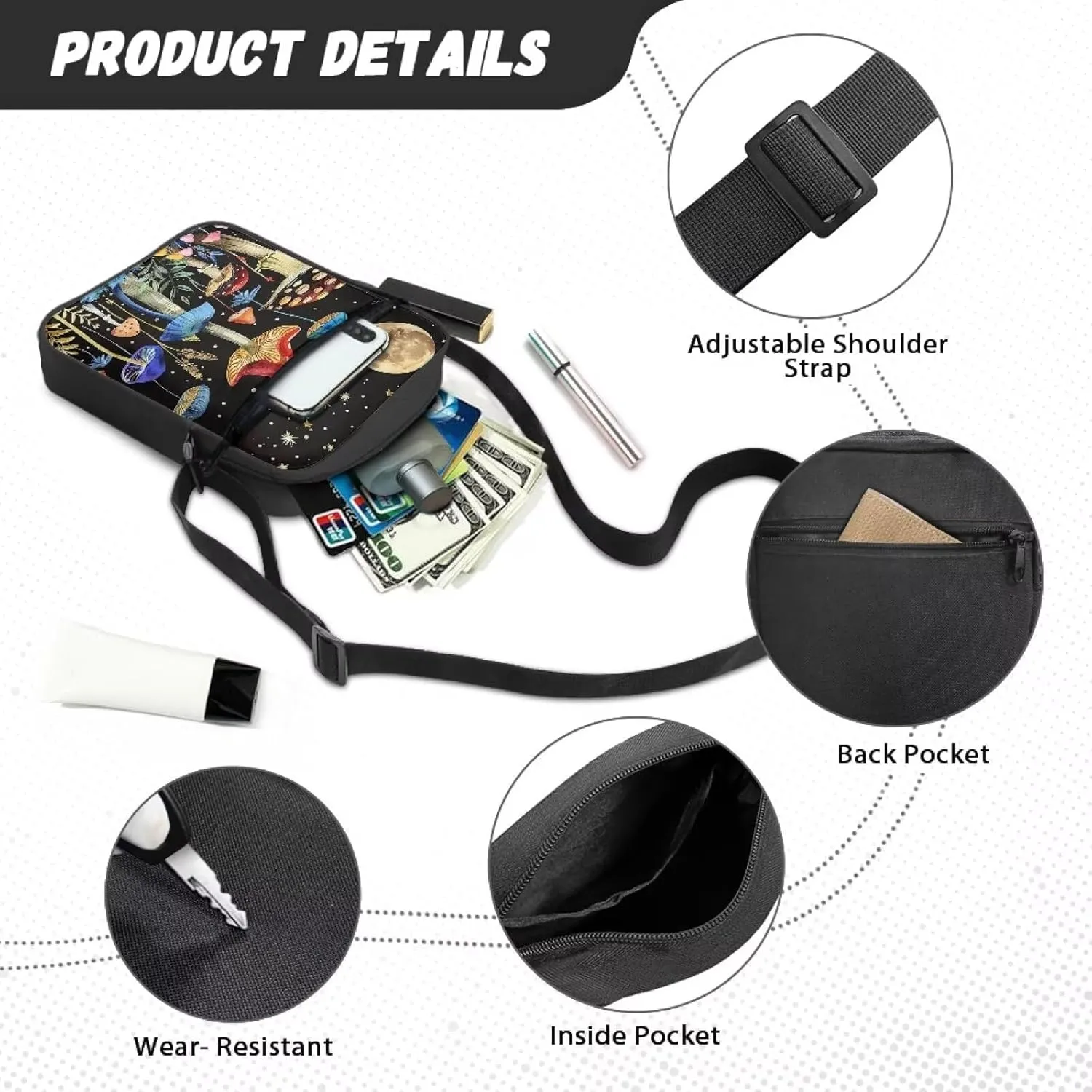 Womens Messenger Bag Small Crossbody Bags Phone Purse Wallet for Outdoor Hiking Sports