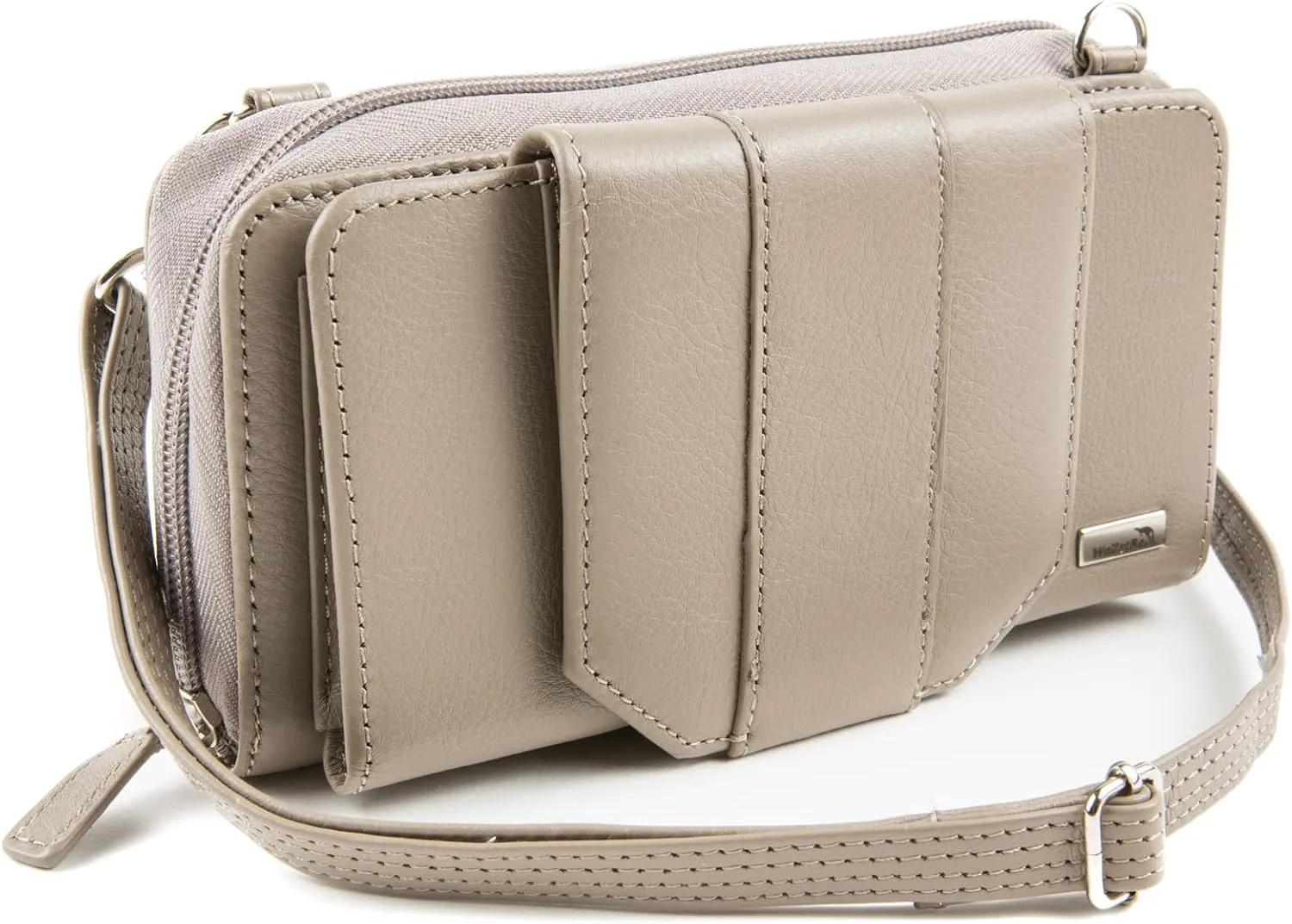 Women's Wallet RFID Cell Phone Purse Leather Crossbody with Accordion Pebbled Taupe