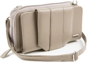 Women's Wallet RFID Cell Phone Purse Leather Crossbody with Accordion Pebbled Taupe