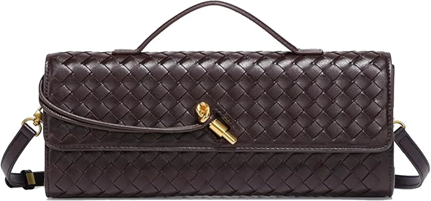 Woven Evening Clutch Purses Shoulder Handbag Crossbody Bags with Adjustable Shoulder Strap Trendy Handmade