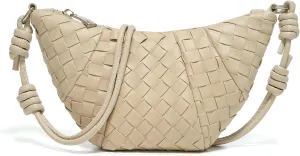 Woven Small Crescent Purse Small Crossbody Bags Mini Crescent Crossbody Bags for Women Woven Croissant Phone Purse
