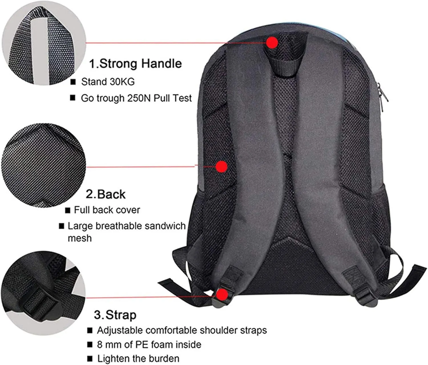 Xoenoiee Kids School Bags Pack of 3 Backpack & Insulated Lunch Bag Pencil Case Teen Girls Boys Elementary Travel Daypack Casual Rucksack Horse Bubbles Pattern