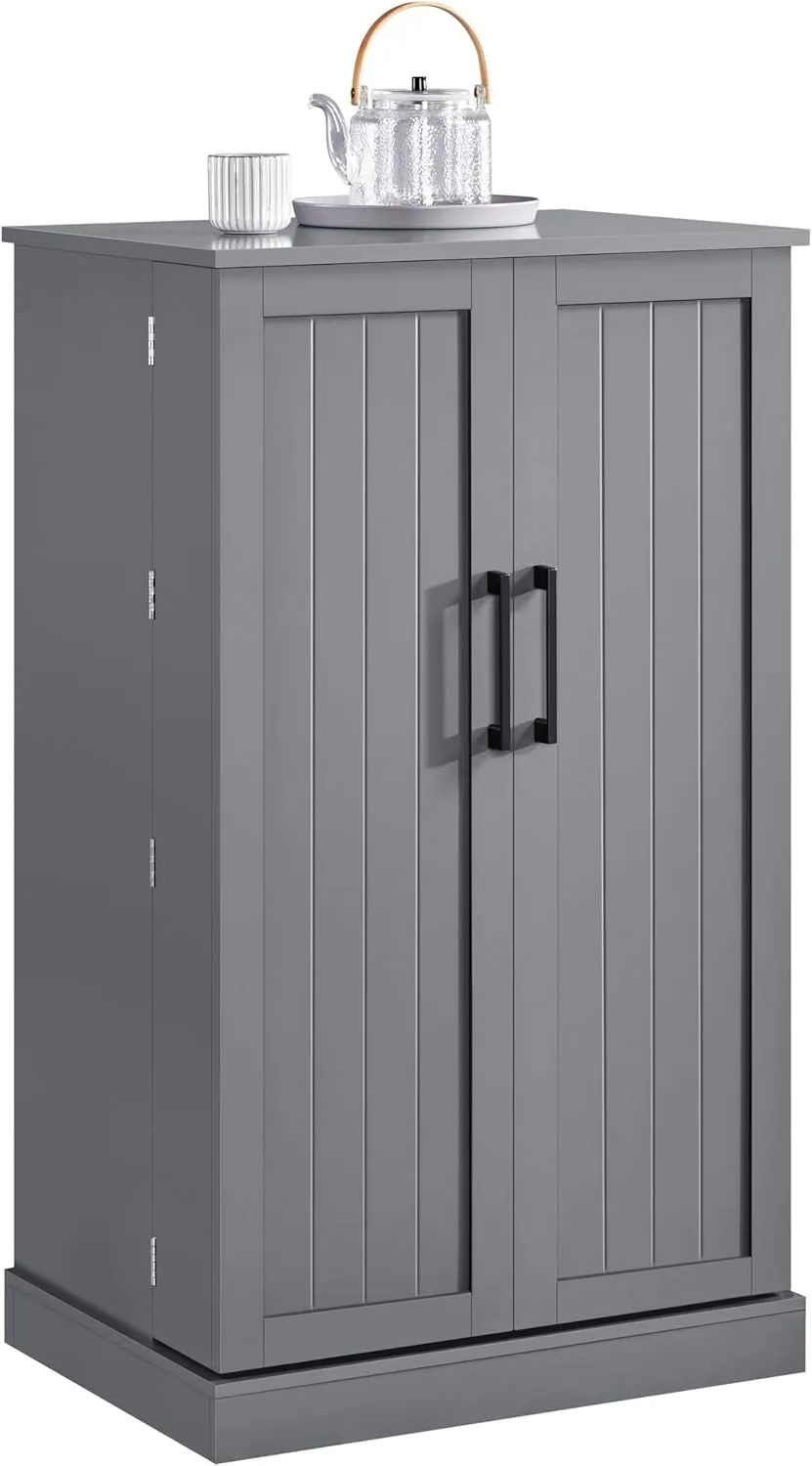 Yaheetech 41" H Kitchen Pantry Storage Cabinet with Doors & Adjustable Shelves, Freestanding Cupboard Food Cabinet for Dining Room/Living Room, Dark Gray