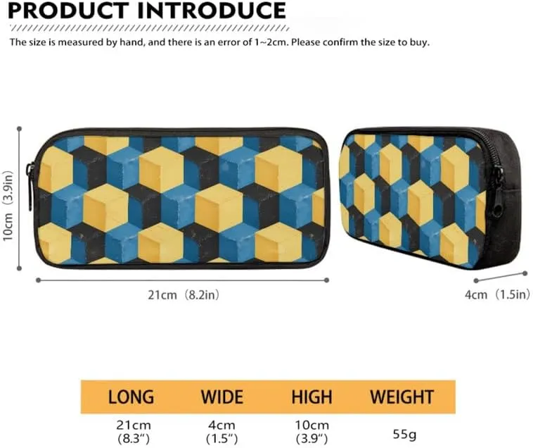 Yellow Blue Geometry Print 17in School Backpack Set Multi-Colour Art Pattern 3 Pieces Lightweight Teen Bookbags School Bag with Pencil Case & Lunch Pack