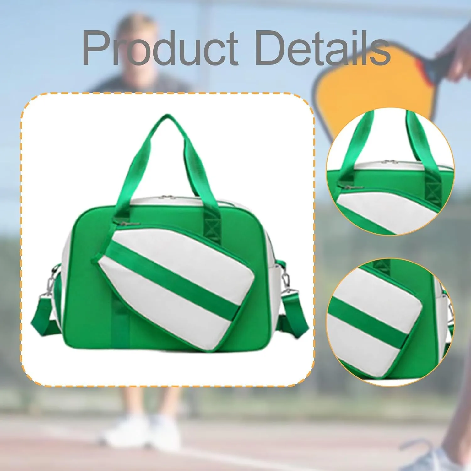 Yiju Pickleball Bag Waterproof Large Capacity Gym Crossbody Removable Adjustable Shoulder Strap Multipurpose Racquet Bag Handbag