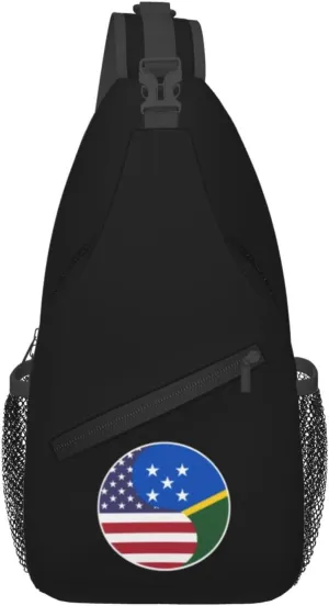 Yin Yang Flag Combination Of America And The Solomon Islands Crossbody Bags For Women Men Chest Backpack Gym Shoulder Bag Travel Outdoor Sports Casual Crossbody Bags