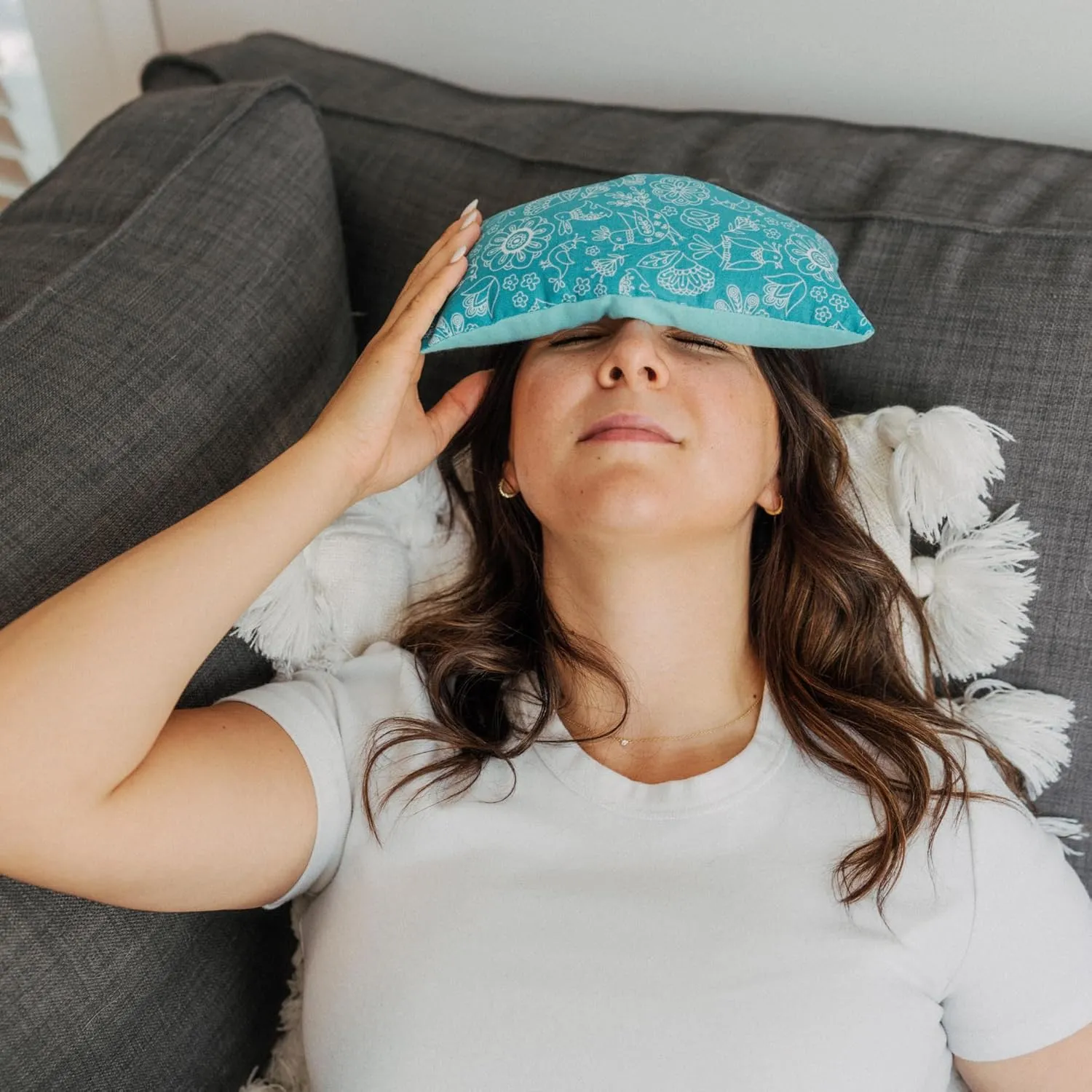 Yoga Eye Pillow, Lavender Microwave Heating Pad Hot & Cold Pack Eye Pillow Aromatherapy Gift, Microwavable, Scented or Unscented, 9" x 4" (Light Pink, Lavender & Chamomile)