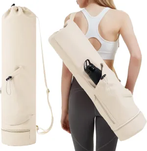 Yoga Mat Bag with Water Bottle Pocket and Bottom Wet Pocket - Multi-Functional Storage Carrier for Yoga Mats, Patent Pending