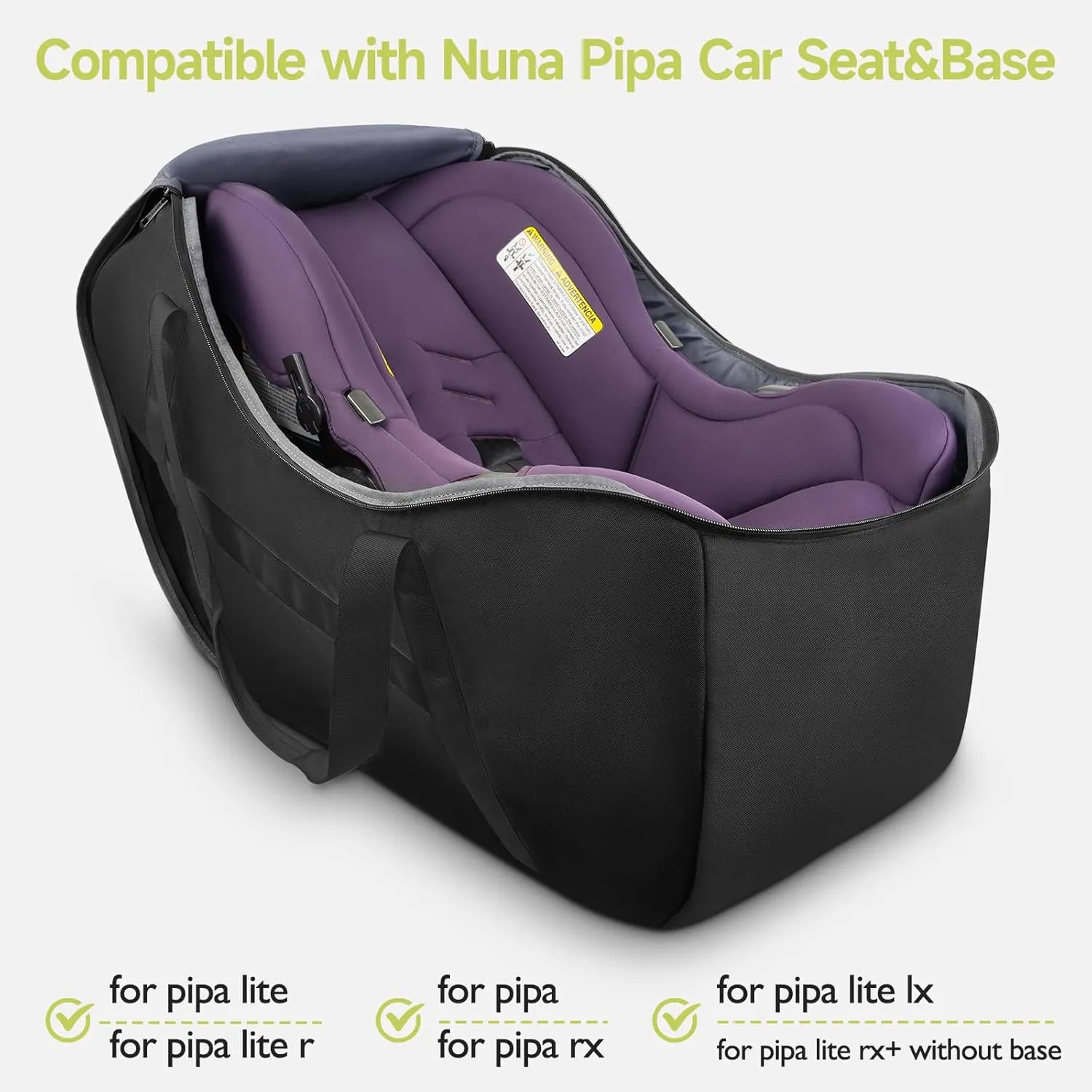 YOREPEK Infant Car Seat Travel Bag Compatible with Nuna Pipa Car Seat and Base, Fits for Doona Car Seat without Base, Padded Carseat Cover for Airplane Travel, Car Seat Bags for Air Travel, All Black