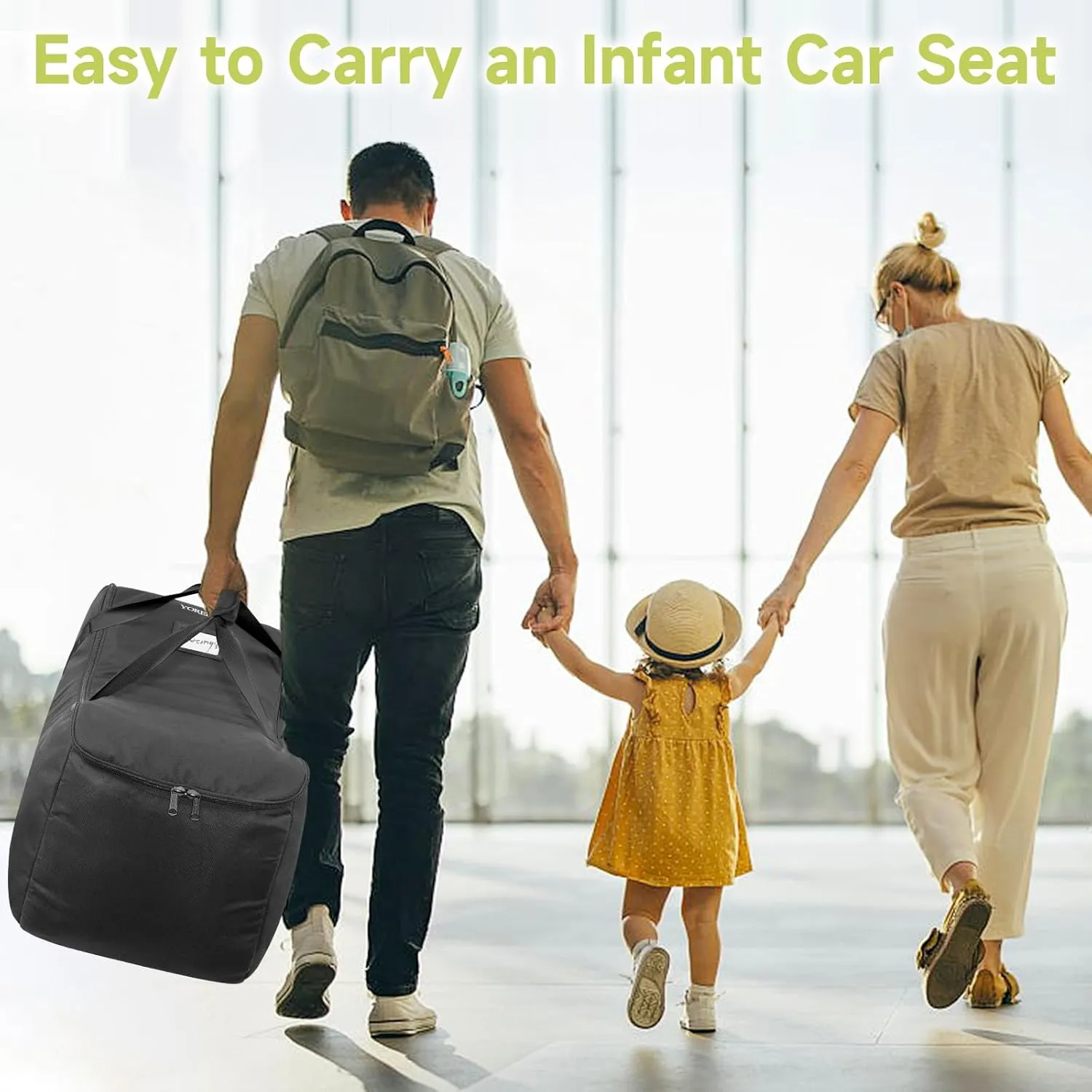 YOREPEK Infant Car Seat Travel Bag Compatible with Nuna Pipa Car Seat and Base, Fits for Doona Car Seat without Base, Padded Carseat Cover for Airplane Travel, Car Seat Bags for Air Travel, All Black
