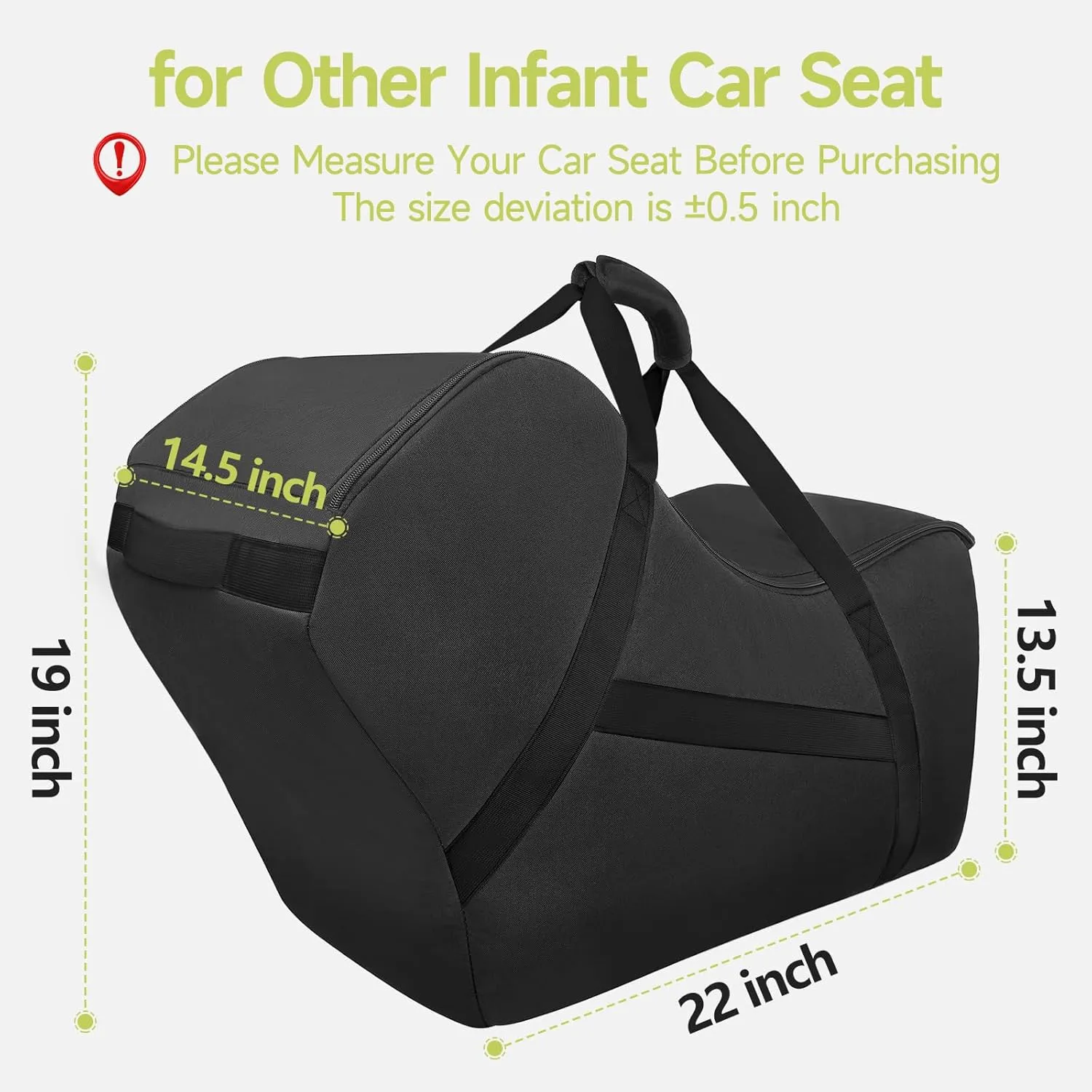 YOREPEK Infant Car Seat Travel Bag Compatible with Nuna Pipa Car Seat and Base, Fits for Doona Car Seat without Base, Padded Carseat Cover for Airplane Travel, Car Seat Bags for Air Travel, All Black
