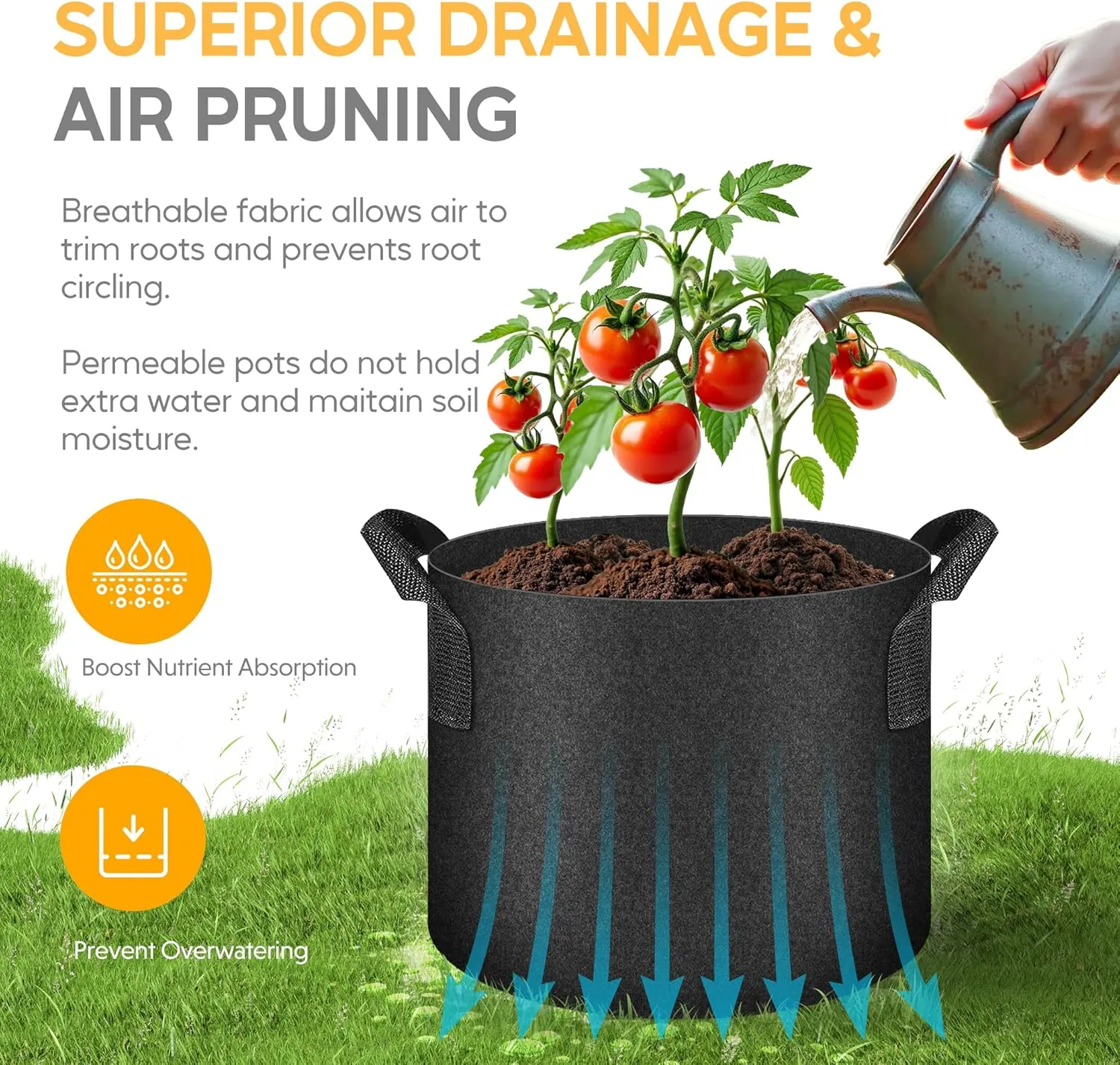 YSSOA 10-Pack Fabric Grow Bags 10 Gallon with Pruner, 300G Thickened Nonwoven Plant Growing Pots with Handles, Planting Bags for Vegetables, Black