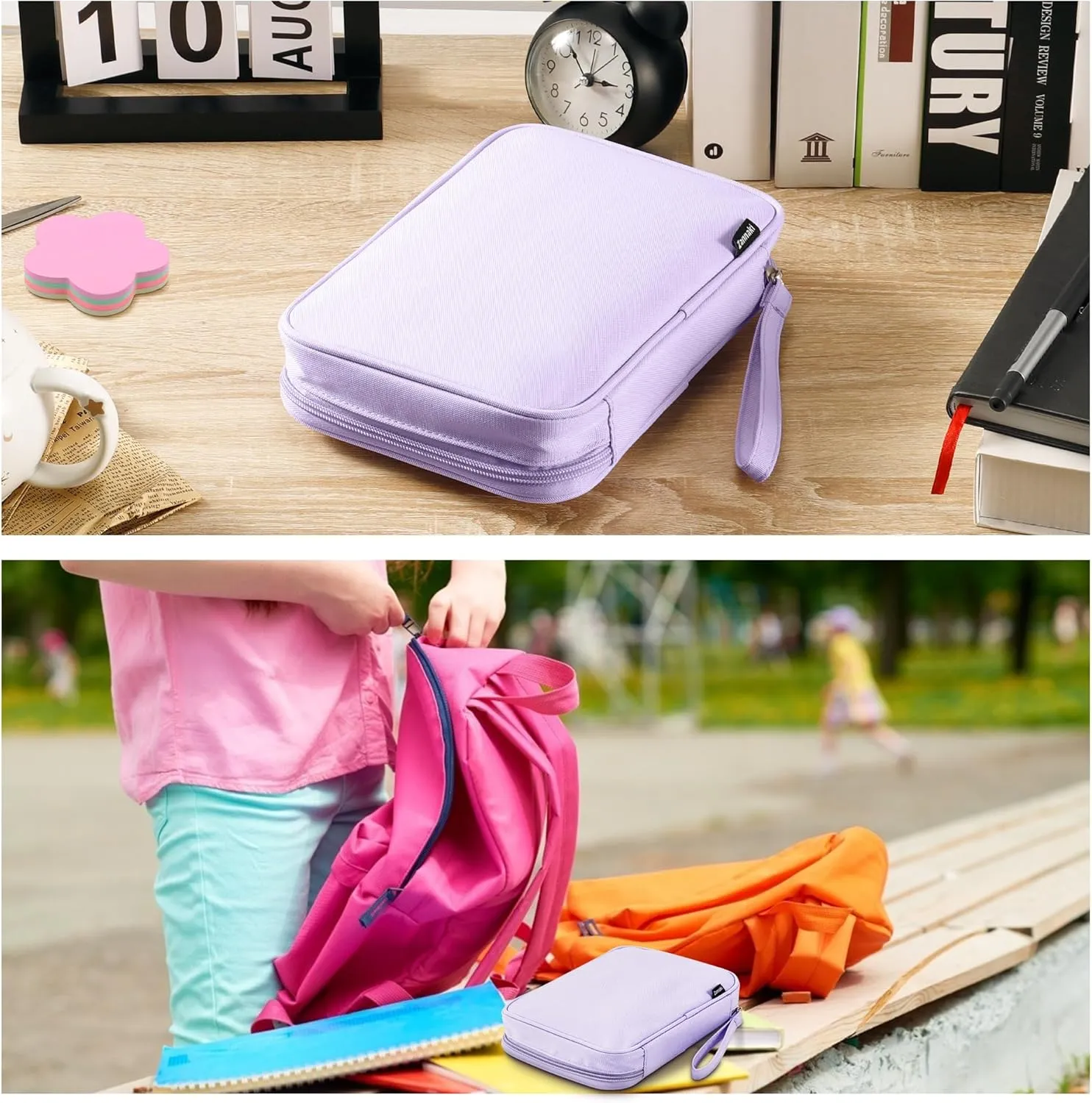 Zannaki Big Capacity Storage Pouch Marker Pen Pencil Case Simple Stationery Bag Box Art Tool & Sketch Storage Boxes for Bullet Journal Middle High School Office College Student Girl Women Adult Teen