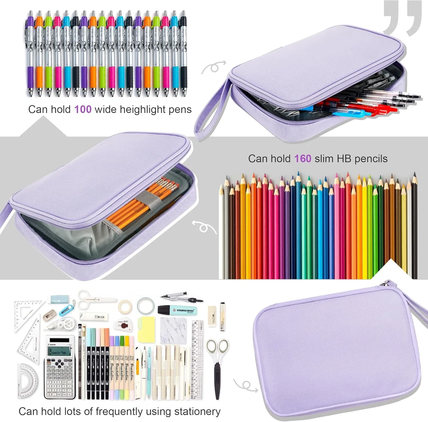 Zannaki Big Capacity Storage Pouch Marker Pen Pencil Case Simple Stationery Bag Box Art Tool & Sketch Storage Boxes for Bullet Journal Middle High School Office College Student Girl Women Adult Teen