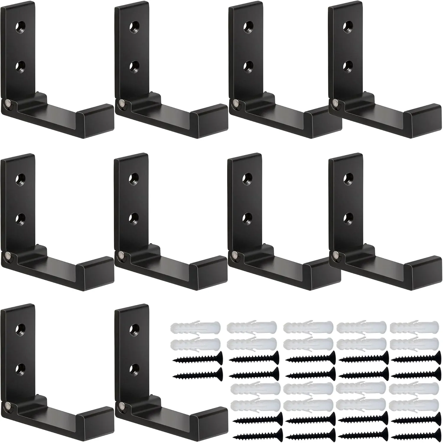 ZEYU Folding Coat Hooks, 10Pcs Wall Hooks for Hanging Coat Towel Hooks Hardware Heavy Duty Aluminum Alloy Headphone Holder Hooks No Rust Wall Mounted with Screws for Bags Fitness Equipment