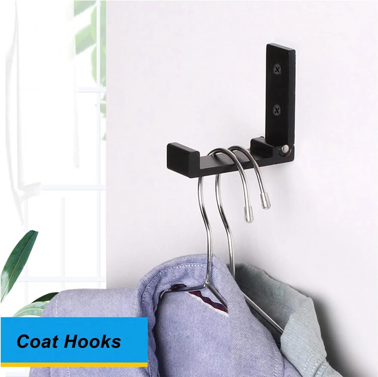 ZEYU Folding Coat Hooks, 10Pcs Wall Hooks for Hanging Coat Towel Hooks Hardware Heavy Duty Aluminum Alloy Headphone Holder Hooks No Rust Wall Mounted with Screws for Bags Fitness Equipment