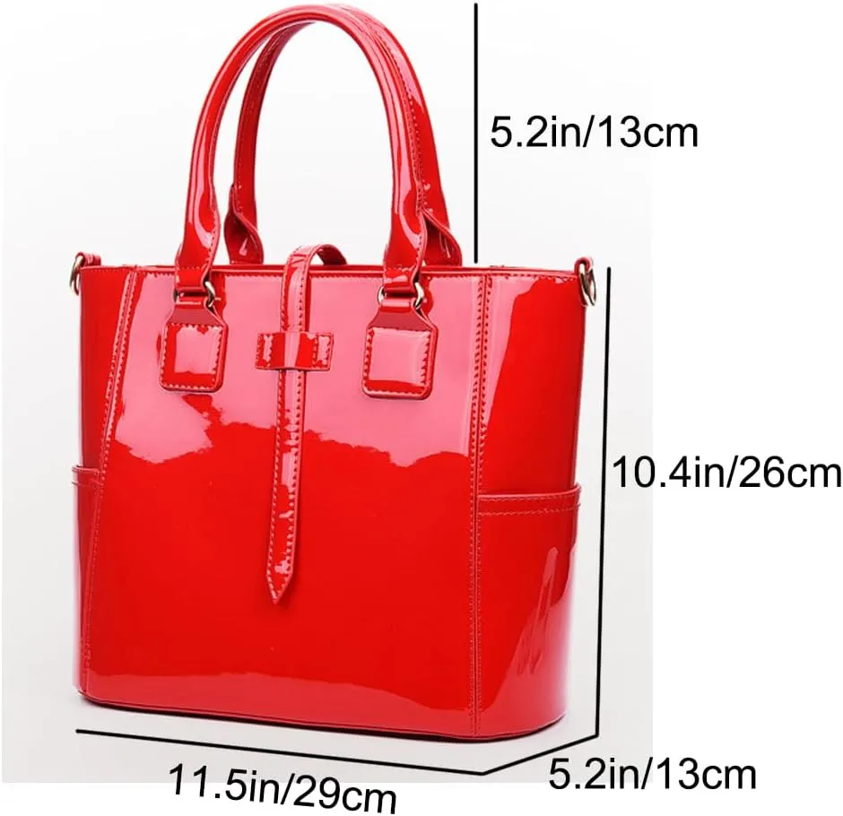 ZiMing Women Handbags and Purses Set Patent Leather Satchel Chain Shoulder Crossbody Bag Wallet Card Holder Purse 3 Pcs Set