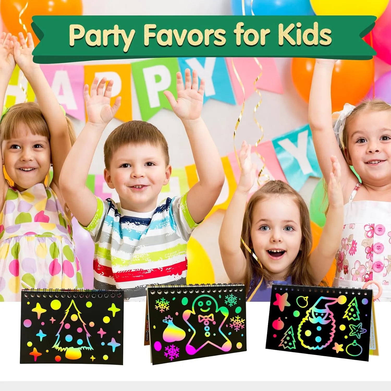 ZMLM Scratch Art Party Favors: 48 Pcs Birthday Gifts Goodie Bags Stuffers Rainbow Scratch Paper Craft Notebooks for Kids 4-8 Classroom Prize Students End School Supplies Toy Girls Boys Return Gift