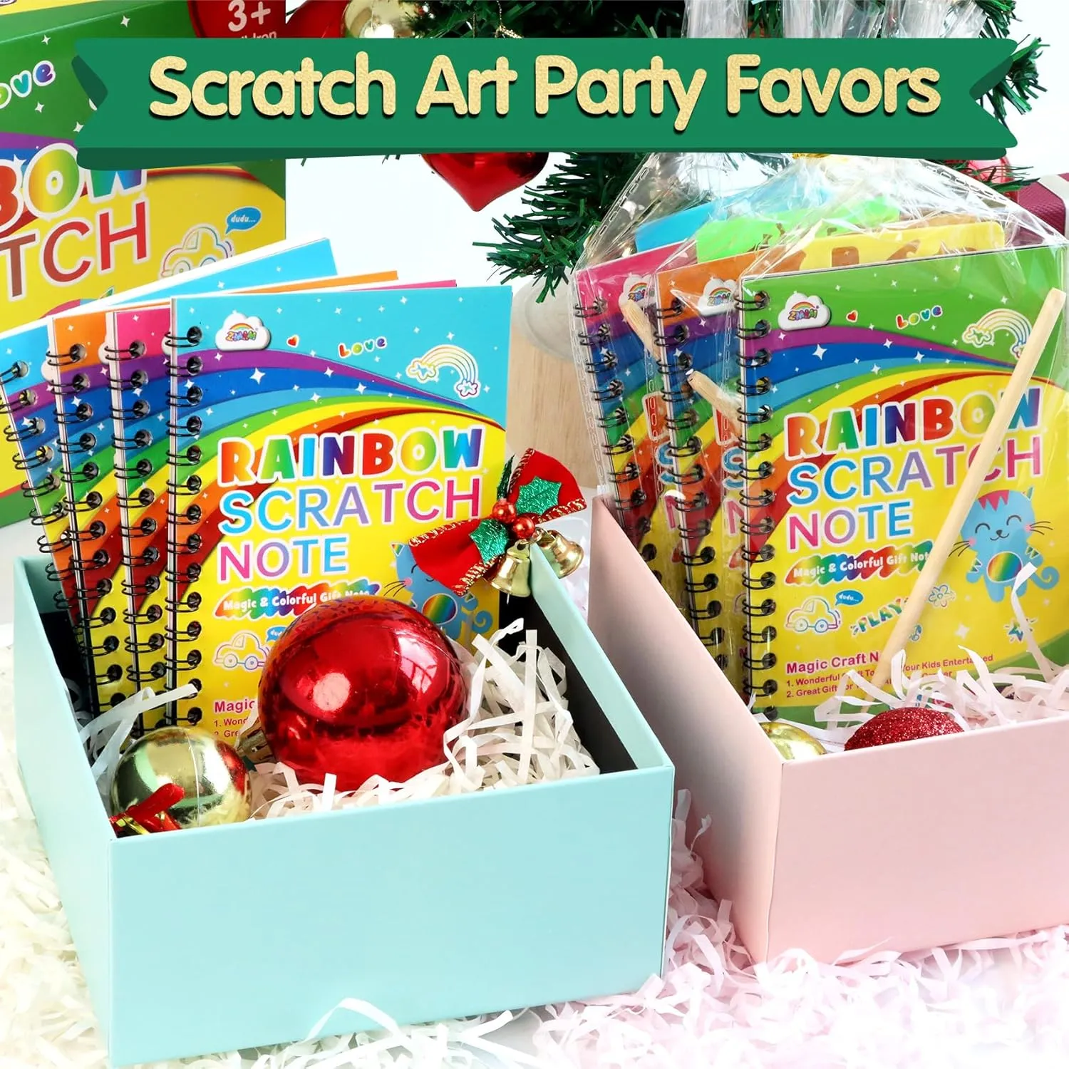 ZMLM Scratch Art Party Favors: 48 Pcs Birthday Gifts Goodie Bags Stuffers Rainbow Scratch Paper Craft Notebooks for Kids 4-8 Classroom Prize Students End School Supplies Toy Girls Boys Return Gift