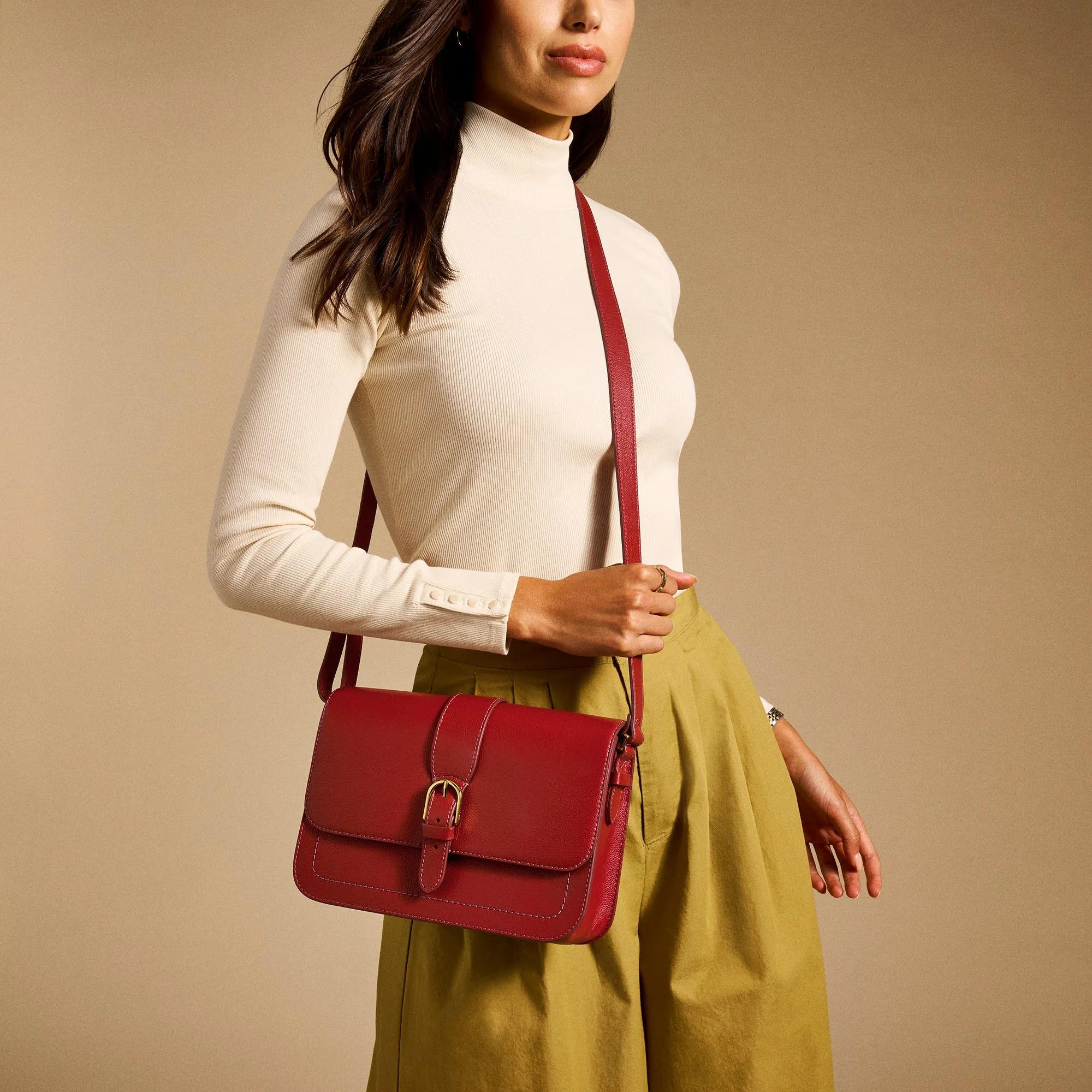 Zoey Leather Medium Flap Crossbody Bag